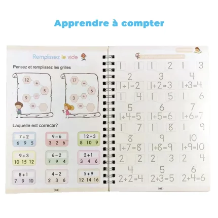 Un Cahier Magique Numéro en Français avec une image d'un garçon et d'une fille.